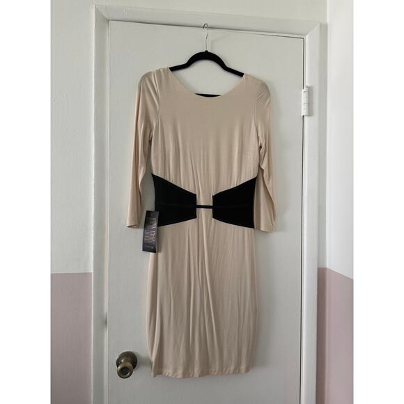 NWT Bebe cream and black dress (Medium) - Picture 1 of 3